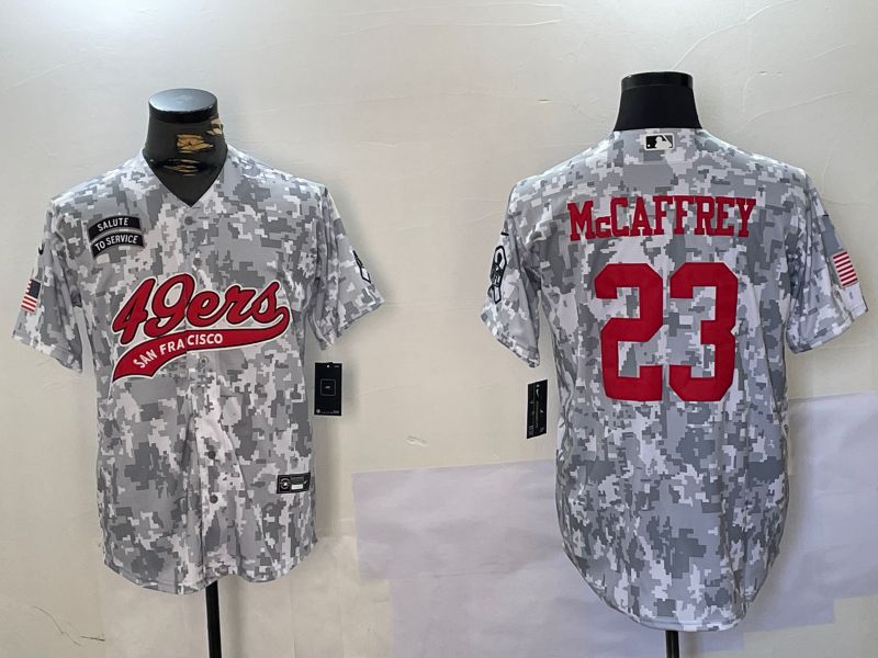 Men San Francisco 49ers #23 Mccaffrey Nike Arctic Camo 2024 Salute to Service Limited NFL Jersey style 1->san francisco 49ers->NFL Jersey